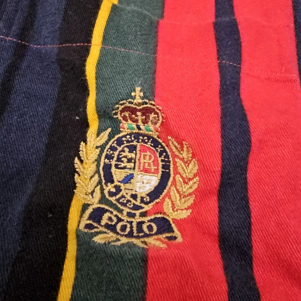 Vintage Polo Ralph Lauren Crest Logo Striped Button Down‎ Shirt Boys Large